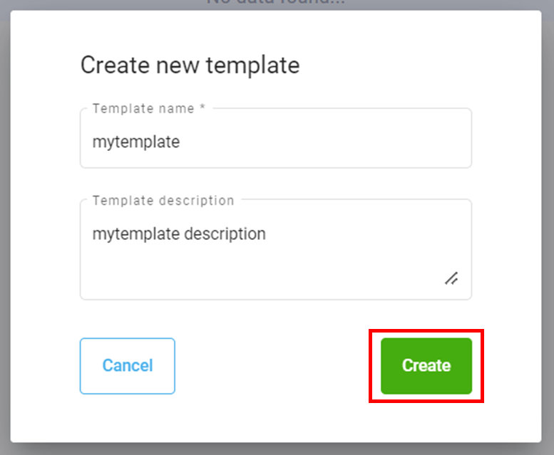 Create Template step 3